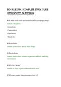 BIO 182 EXAM 1 COMPLETE STUDY GUIDE&NewLine;WITH SOLVED QUESTIONS&NewLine;