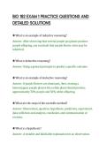 BIO 182 EXAM 1 PRACTICE QUESTIONS AND&NewLine;DETAILED SOLUTIONS&NewLine;