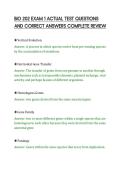 BIO 202 EXAM 1 ACTUAL TEST QUESTIONS&NewLine;AND CORRECT ANSWERS COMPLETE REVIEW