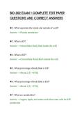 BIO 202 EXAM 1 COMPLETE TEST PAPER&NewLine;QUESTIONS AND CORRECT ANSWERS&NewLine;