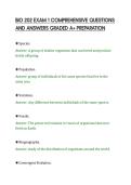 BIO 202 EXAM 1 COMPREHENSIVE QUESTIONS&NewLine;AND ANSWERS GRADED A&plus; PREPARATION&NewLine;