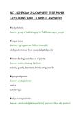 BIO 202 EXAM 2 COMPLETE TEST PAPER&NewLine;QUESTIONS AND CORRECT ANSWERS