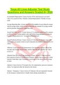 Texas All Lines Adjuster Test Study Questions and Answers Graded A&plus; 2026