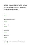 BIO 202 EXAM 3 STUDY UPDATED ACTUAL&NewLine;QUESTIONS AND CORRECT ANSWERS&NewLine;COMPREHENSIVE REVIEW