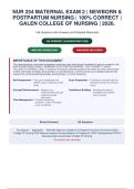 NUR 254 Maternal Exam 2 &ndash; Questions and Answers &vert; Newborn & Postpartum Nursing &vert; 100&percnt; Correct &vert; Galen College of Nursing &vert; 2026
