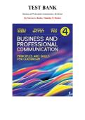 Test Bank for Business and Professional Communication&colon; Principles and Skills for Leadership&comma; 4th Edition by Steven Beebe&comma; Timothy Mottet Chapter 1-15 &vert; All Chapters