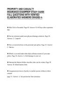 PROPERTY AND CASUALTY&NewLine;INSURANCE EXAMPREP STUDY GUIDE&NewLine;FULL QUESTIONS WITH VERIFIED&NewLine;ELABORATED ANSWERS GRADED A