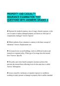 PROPERTY AND CASUALTY&NewLine;INSURANCE EXAMINATION TEST&NewLine;QUESTIONS WITH ANSWERS GRADED A