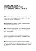 PROPERTY AND CASUALTY&NewLine;INSURANCE FINAL EXAM PAPER&NewLine;QUESTIONS WITH ANSWERS GRADED A