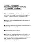 PROPERTY AND CASUALTY&NewLine;INSURANCE LICENSE TEST COMPLETE&NewLine;QUESTION BANK ANSWER KEY
