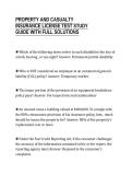 PROPERTY AND CASUALTY&NewLine;INSURANCE LICENSE TEST STUDY&NewLine;GUIDE WITH FULL SOLUTIONS