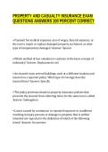 PROPERTY AND CASUALTY INSURANCE EXAM&NewLine;QUESTIONS ANSWERS 100 PERCENT CORRECT