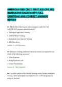 AMERICAN RED CROSS FIRST AID CPR AED&NewLine;INSTRUCTOR COMPREHENSIVE EXAM&NewLine;QUESTIONS AND SOLUTIONS STUDY GUIDE