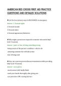 AMERICAN RED CROSS FIRST AID FULLY&NewLine;SOLVED EXAM PAPER GRADED A&plus;