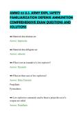 AMMO 63 U&period;S&period; ARMY EXPL SAFETY&NewLine;FAMILIARIZATION DEFENSE AMMUNITION&NewLine;COMPREHENSIVE EXAM QUESTIONS AND&NewLine;SOLUTIONS