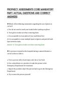 PROPHECY ASSESSMENTS CORE MANDATORY&NewLine;PART I ACTUAL QUESTIONS AND CORRECT&NewLine;ANSWERS