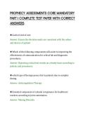 PROPHECY ASSESSMENTS CORE MANDATORY&NewLine;PART I COMPLETE TEST PAPER WITH CORRECT&NewLine;ANSWERS