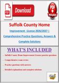 Suffolk County Home Improvement License 2026&sol;2027 &vert; Comprehensive Practice Questions&comma; Answers & Complete Solutions