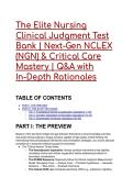 2026&sol;2027 The Elite Nursing Clinical Judgment Test Bank &vert; Next-Gen NCLEX &lpar;NGN&rpar; & Critical Care Mastery &vert; Q&A with In-Depth Rationales
