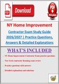 NY Home Improvement Contractor Exam Study Guide 2026&sol;2027 &vert; Practice Questions&comma; Answers & Detailed Explanations