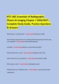 RTE 1401 Essentials of Radiographic Physics & Imaging Chapter 1 2026&sol;2027&colon; &NewLine;Complete Study Guide&comma; Practice Questions & Answers &NewLine;