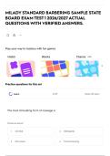 MILADY STANDARD BARBERING SAMPLE STATE BOARD EXAM TEST 1 2026&sol;2027 ACTUAL QUESTIONS WITH VERIFIED ANSWERS&period;