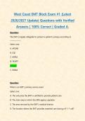 West Coast EMT Block Exam &num;1 &lpar;Latest 2026&sol;2027 Update&rpar; Questions with Verified Answers &vert; 100&percnt; Correct &vert; Graded A&period;