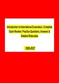 International Economics &vert; Complete Exam Review&comma; Practice Questions&comma; Answers & Detailed Rationales PDF &vert; 2026&ndash;2027