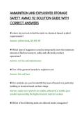 AMMUNITION AND EXPLOSIVES STORAGE&NewLine;SAFETY AMMO 112 SOLUTION GUIDE WITH&NewLine;CORRECT ANSWERS