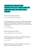 AMMUNITION PUBLICATIONS&NewLine;CERTIFICATION TEST PAPER COMPLETE&NewLine;QUESTIONS AND SOLUTIONS FULLY&NewLine;VERIFIED