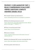 PROPHECY CORE MANDATORY PART 3&NewLine;RELIAS COMPREHENSIVE EXAM SCRIPT&NewLine;VERIFIED QUESTIONS COMPLETE&NewLine;ANSWERS GRADED APLUS