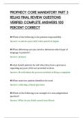 PROPHECY CORE MANDATORY PART 3&NewLine;RELIAS FINAL REVIEW QUESTIONS&NewLine;VERIFIED COMPLETE ANSWERS 100&NewLine;PERCENT CORRECT