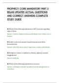 PROPHECY CORE MANDATORY PART 3&NewLine;RELIAS UPDATED ACTUAL QUESTIONS&NewLine;AND CORRECT ANSWERS COMPLETE&NewLine;STUDY GUIDE
