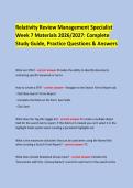 Relativity Review Management Specialist &NewLine;Week 7 Materials 2026&sol;2027&colon; Complete &NewLine;Study Guide&comma; Practice Questions & Answers &NewLine; &NewLine; &NewLine; &NewLine;