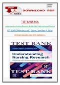  Test Bank For Understanding Nursing Research Building an Evidence-Based Practice&comma; 8th Edition By Susan K&period; Grove&comma; Jennifer R&period; Gray&vert;&vert;All Chapters &lpar;1-14&rpar;&vert;Latest Version 2026 A&plus;&period;