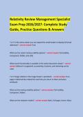 &NewLine;Relativity Review Management Specialist &NewLine;Exam Prep 2026&sol;2027&colon; Complete Study Guide&comma; Practice Questions & Answers &NewLine;