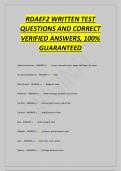 RDAEF2 WRITTEN TEST&NewLine;QUESTIONS AND CORRECT&NewLine;VERIFIED ANSWERS&comma; 100&percnt;&NewLine;GUARANTEED