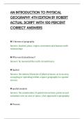 AN INTRODUCTION TO PHYSICAL&NewLine;GEOGRAPHY 4TH EDITION BY ROBERT&NewLine;ACTUAL SCRIPT WITH 100 PERCENT&NewLine;CORRECT ANSWERS