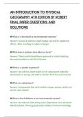 AN INTRODUCTION TO PHYSICAL&NewLine;GEOGRAPHY 4TH EDITION BY ROBERT&NewLine;FINAL PAPER QUESTIONS AND&NewLine;SOLUTIONS