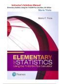 Elementary Statistics Using the TI-83&sol;84 Plus Calculator&comma; 5th Edition &ndash; Mario Triola &ndash; Instructor&rsquo;s Solutions Manual &vert;All Chapters 1&ndash;15 Complete