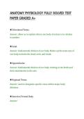 ANATOMY PHYSIOLOGY FULLY SOLVED TEST&NewLine;PAPER GRADED A&plus;&NewLine;