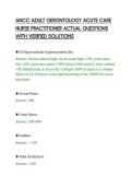 ANCC ADULT GERONTOLOGY ACUTE CARE&NewLine;NURSE PRACTITIONER ACTUAL QUESTIONS&NewLine;WITH VERIFIED SOLUTIONS