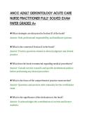 ANCC ADULT GERONTOLOGY ACUTE CARE&NewLine;NURSE PRACTITIONER FULLY SOLVED EXAM&NewLine;PAPER GRADED A&plus;&NewLine;