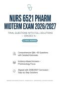 NURS 6501 Advanced Pathophysiology Midterm Exam Study Guide 2026&sol;2027