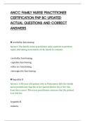 ANCC FAMILY NURSE PRACTITIONER&NewLine;CERTIFICATION FNP BC UPDATED&NewLine;ACTUAL QUESTIONS AND CORRECT&NewLine;ANSWERS
