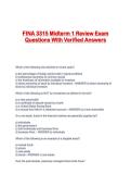 FINA 3315 Midterm 1 Review Exam Questions With Verified Answers