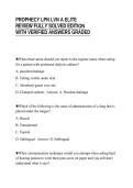 PROPHECY LPN LVN A ELITE&NewLine;REVIEW FULLY SOLVED EDITION&NewLine;WITH VERIFIED ANSWERS GRADED