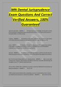 MN Dental Jurisprudence&NewLine;Exam Questions And Correct&NewLine;Verified Answers&comma; 100&percnt;&NewLine;Guaranteed