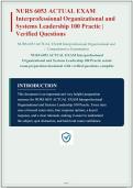 NURS 6053 INTERPROFESSIONAL ORGANIZATIONAL AND SYSTEMS LEADERSHIP ACTUAL EXAM PRACTICE QUESTIONS AND CORRECT ANSWERS PLUS RATIONALES&vert; INSTANT DOWNLOAD
