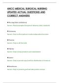 ANCC MEDICAL SURGICAL NURSING&NewLine;UPDATED ACTUAL QUESTIONS AND&NewLine;CORRECT ANSWERS&NewLine;